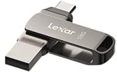 Lexar 128GB JumpDrive Dual Drive D400 USB 3.2 Type-C & Type-A Flash Drive for Storage Expansion, Photo Back-up for iPhone 15, Up to 130MB/s, Metal Housing & Swivel Design, Titanium (LJDD400128G-BNQNU)