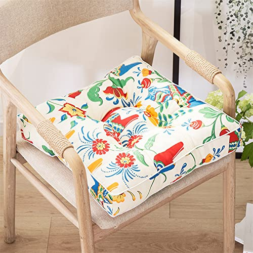 Lukery Cojines de Suelo, Cojín de Asiento para Silla de Comedor Booster Cojines de Algodón y Lino Suave para Oficina, Hogar,Jardín - Ideal para Exterior e Interior (45x45cm,Cuadrado étnico)