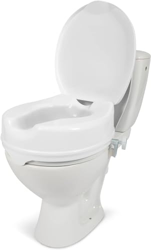 GOVITA - Rialzo WC per Anziani con coperchio,ausilio bagno,Rialzo wc per Disabili, Alzawater per Anziani universale, Rialzo per WC Universale, Sollevatore WC Disabili, Bianco (ALTEZZA DA 12 cm)