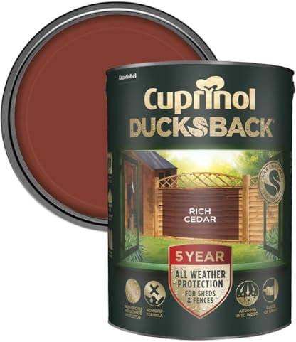 AOC24 5L Ducksback Paint - Garden Wood Treatment for Sheds, Fences & Furniture - Quick Dry Exterior Paint - Weatherproof Protection - Non-Drip, Low VOC - 10m²/L Coverage (Rich Cedar, 5L)