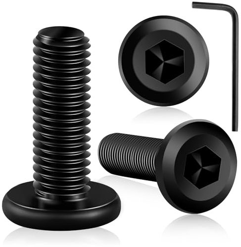 TDUNSYA 40 Pièces M5×16mm Vis, Noir M5 Vis à Tête Plate à Six Pans Creux, Boulon M5, Acier Inoxydable A2 V2A Avec Clé Hexagonale