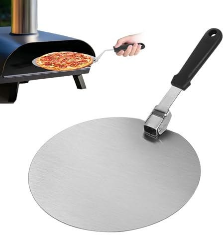 Pizza Peel, 10 Inch Round Pizza Paddle Metal Steel Spatula with Foldable Handle Pizzas Oven Accessories for Pizzas Breads
