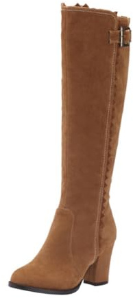 iplusmile Botas Altas de Mujer Tacón, Tubo Alto y Cremallera Lateral, Estilo Elegante para Temporada Fría, Color Marrón, 1 Par