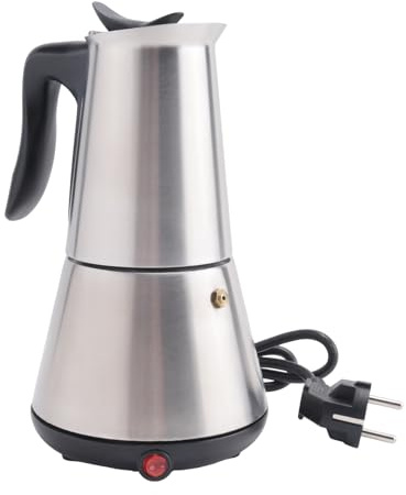 FEETER Cucina elettrica Caffettiera Moka Pot 6 Tazze Percolatore Caffettiera Elettrica in Acciaio Inox Classico Caffè Produttore Spina Europea