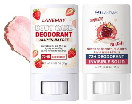 Set med 2 anti-perspiranter deodoranter för kvinnor, solida deodoranter | Stark och mjuk antiperspirant deodorant, andningsbart luktskydd i 72 timmar, osynlig solid pinne