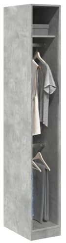 Tonture Armoire gris béton 30 x 50 x 200 cm en bois avec 2 compartiments, garde-robe compacte, espace de rangement, solution d'armoire stable pour chambre à coucher, couloir, chambre d'enfant, avec