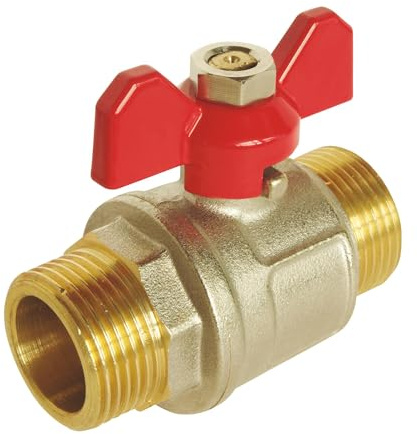 SOMATHERM FOR YOU, Vanne à sphère mâle/mâle 20/27 avec manette papillon, passage intégral pour débit optimal, étanchéité renforcée, corps en laiton, pression 30 bars, garantie 5 ans