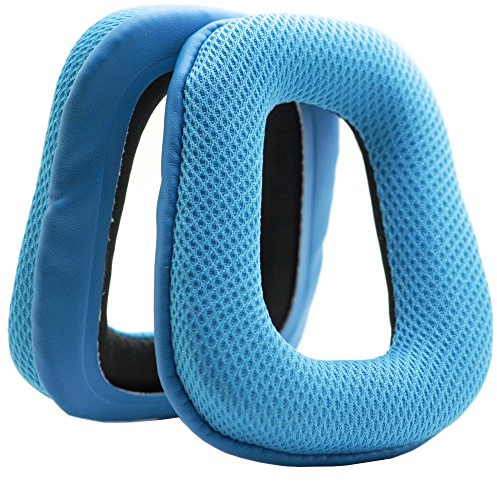 MMOBIEL Ersatz Ohrpolster für Logitech G35 G935 G933S G933 G930 G635 G633S G633 G533 G433 G432 G431 G430 G332 G233 G231 G230 Gaming Kopfhörer Mesh Gewebe Kopfhörer Ohrpolster - Blau
