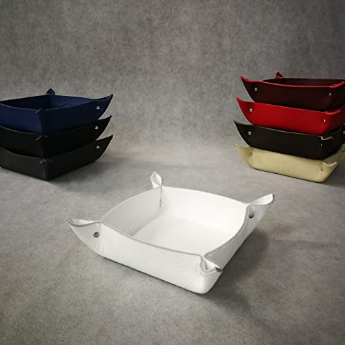 AM DESIGN SVUOTATASCHE in Vera Pelle PREGIATO ED Elegante- Idea Regalo - Made in Italy - (Bianco)