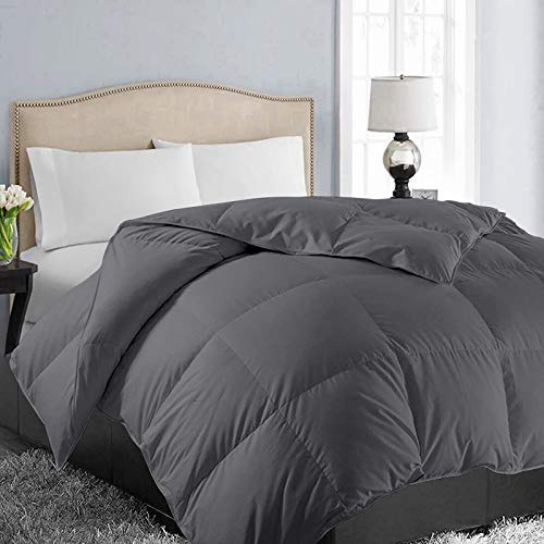 EASELAND Edredón de plumón Alternativo Acolchado Suave para Todas Las Estaciones, Relleno de edredón Reversible con pestañas en Las Esquinas, para Invierno, Verano, cálido, Esponjoso, Gris Oscuro, 98