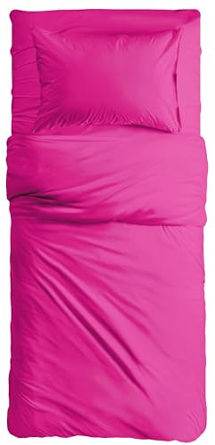 MAXIME MAISON - Bettlaken Set Baumwolle (3 Teilige, Fuchsia) für Allergiker geeignet, 1 Spannbettlaken 90x200cm, 1 Bettlaken 150x285cm und 1 Kissenbezüge 52x82cm (BETTBEZUG Nicht ENTHALTEN)