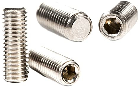 Lot de 10 vis sans tête M12 (12 mm x 12 mm) en acier inoxydable à pointe plate avec filetage métrique et clé Allen