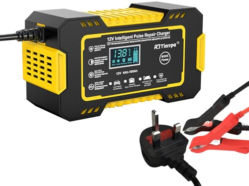 LEVADA PLUS Caricabatteria da auto completamente automatico - Manutenzione intelligente con display LCD digitale - Funzione di riparazione a impulsi - per moto elettriche, auto, camion, SUV, batterie