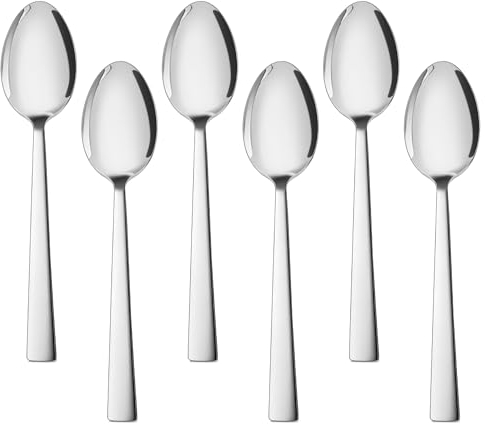 HaWare Esslöffel, Edelstahl Löffel 6er Set, 19,5cm Suppenlöffel Tafellöffel, Elegantes & Modernes Menülöffel Besteck Set für Zuhause/Restaurant/Party, Hochglanzpoliert & Spülmaschinenfest