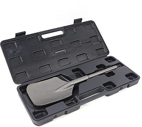 Clay Spade for Breaker, 5 Pit Shovel Jack Hammer Spade Chisel Bit Clay Spade Shovel Bit with Carrying Case for Gardening Planting Building Digging Work, 18x400x130mm