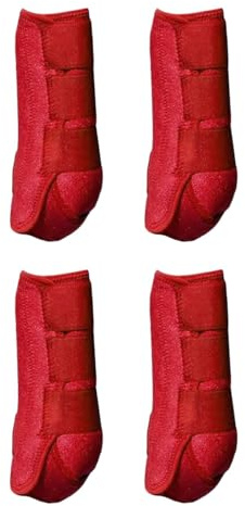 4 Uds Botas de Caballo Protectores de Piernas Ajustables Cómodos Neopreno Reutilizables Transpirables Protectores de Caballos Conjunto de Equipo de Pi, Rojo, L