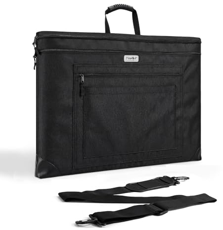JusArt Porte-documents d'art, 45,7 x 61 cm, léger avec bandoulière réglable, coins en cuir, sac d'art imperméable pour artistes et étudiants pour œuvres d'art, affiche, croquis, dessin