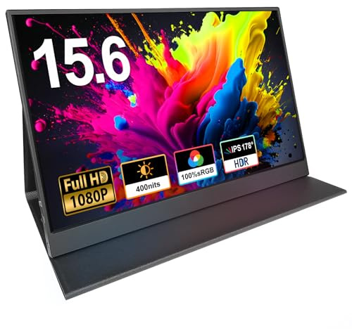 SSYA 15.6 inch Portable Screen Monitor,100% sRGB 1080P USB Type-C HDMI Second Screen for Laptop,PC,Phone,PS,Xbox,Swich,IPS Ultra-Slim Full HD Work and Gaming Screen Monitor