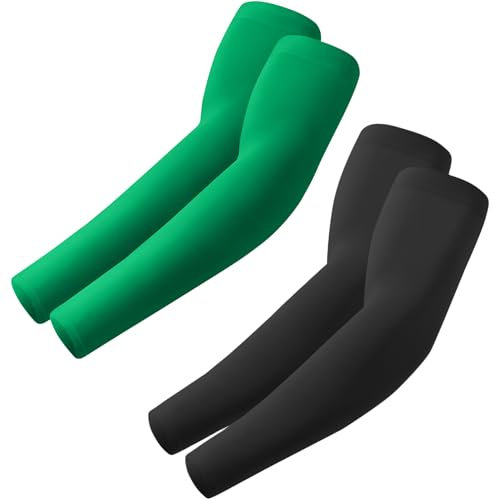 fuinloth 2 Paare Gaming Arm Sleeves, Arm Stulpen Armschoner für Damen/Herren, Volleyball Basketball Sport Ärmel Schwarz+Grün