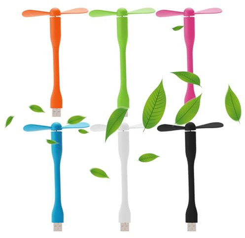 Mini Ventilateur USB,6 Pcs Flexible Power Bank Ventilateur,Ventilateur de Refroidissement Flexible,Ventilateur de Bureau Portable Silencieux pour Ordinateur Portable