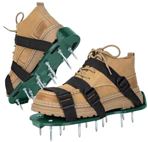 Spike Shoes – 2 x Aeratore regolabile per terreno per cortile, scarpe allentanti da giardinaggio, accessori per la casa con punte resistenti