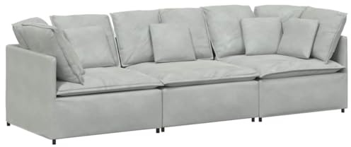 vidaXL Divano Modulare con Cuscini in Velluto Grigio Chiaro, Divano componibile, Divano componibile modulare, Divano Moderno, Divano componibile
