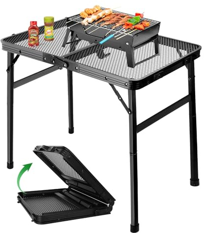 BLUEQUENAIL Tavolo da picnic pieghevole da campeggio, 80 x 40 cm, portatile, compatto e pieghevole per una facile conservazione, ideale per picnic, giardino, patio, cene, barbecue, feste in spiaggia