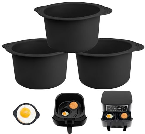 DONOONIS Accessori per friggitrice ad aria Stampo in silicone Stampo per uova, 3 pezzi Stampo per muffin in silicone per friggitrice ad aria Philips/COSORI/Ninja Foodi