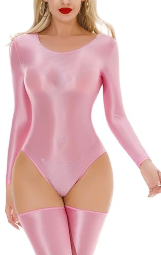 Maeau Dam body tunn transparent stringbody olja glänsande leotard bodysuit figurnära babydoll nattkläder M-XL