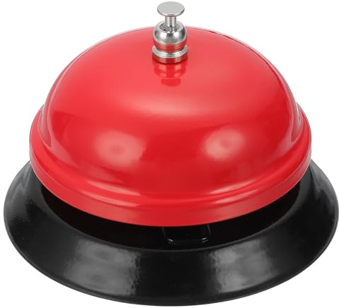 sourcing map Timbre de servicio de escritorio, anillo de metal de 3.35 pulgadas para servicio de cena, hotel, restaurante, área de recepción y eventos de fiesta de boda, rojo