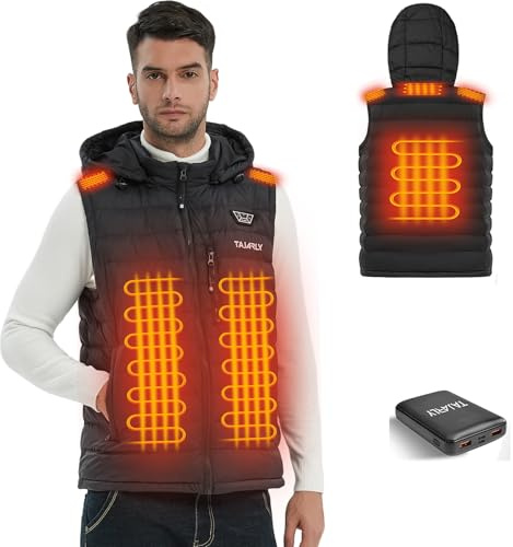TAJARLY Heated Vest for Men, Heated Gilet with Battery Pack, Lightweight Thermal Body Warmer, Slim Fit Electric Rechargeable Heated Jacket