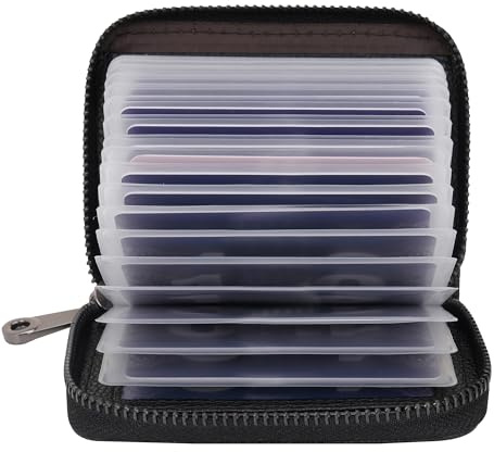 IHIGOGOFA RFID Blocking Credit Card Holders Genuine Leather Card Case for Women Men 20 Card Slots and 2 Multifunctional Card Slots