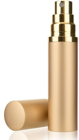 Lammcou Vaporizador de Perfume 10ml, Mini Recargable, Botella de Vidrio Elegante con Pulverizador de Aluminio, Antifugas para Bolso, Uso Diario, Viajes, Citas (Golden)