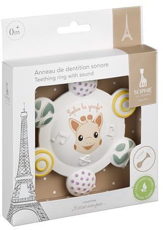 Sophie la Girafe – Anneau de Dentition Sonore Bébé – Jouet d’Éveil Sensoriel avec Sons et Textures pour Soulager Les Gencives – Dès la Naissance