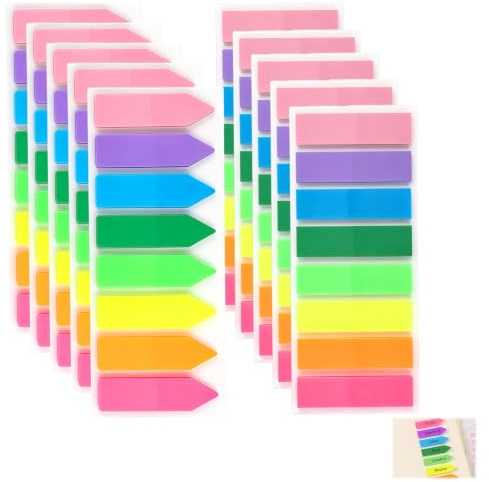 Lot de 2000 Marqueurs de Page Autocollants en 8 Couleurs Fluorescentes - Notes Adhésives pour Marquer et Mettre en Évidence les Pages - Réutilisables et Sans Résidus - Idéal pour Bureau, École et Usag