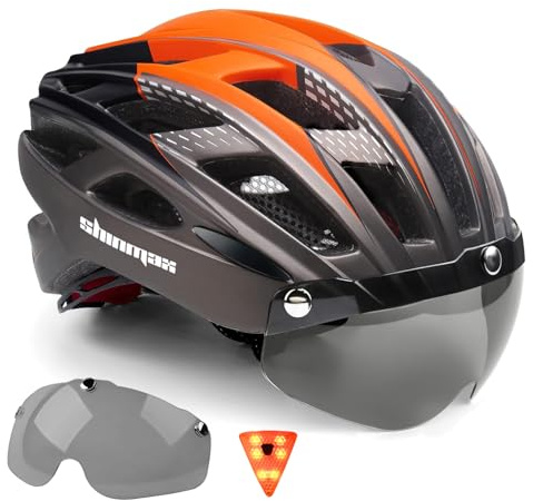 Shinmax Bike Helmet, CPSC/CPC Bike Helmet for Adult Men Women with Magnetic Goggles&Led Back Light Cycling Helmet Adjustable SM-T69