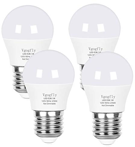 Vgogfly LED Bulb 3W 25 Watt Equivalent Light Bulbs Night Stand Table Lamp Warm White 2700K LED Energy Saving E26 Medium Screw Base for Home Light 4 Pack