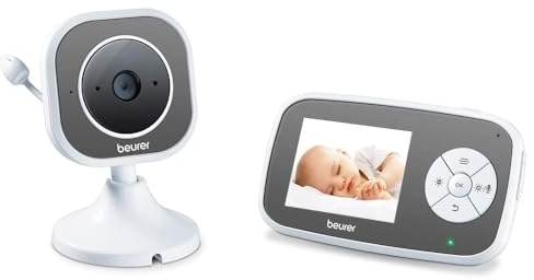 Beurer BY 110 Babyphone Video Wi-Fi con Funzione di Visione Notturna a Infrarossi e Modalita ECO, Grigio