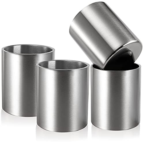 ZEAYEA Set of 4 Stainless Steel Whiskey Glasses, 10 oz Double Wall Tumblers, Unbreakable Old Fashioned Metal Drinking Cups for Beverages, Cocktails, Beer, Great Gift for Men and Whiskey Lover