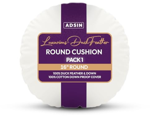 adsin Hollowfibre Round Cushion Inserts, Luxurious Cushion Pads (1 Pack, 16) Circle Pillow For Side Slippers, White Inserts Plush, Hypoallergenic Filler & Inners Perfect for Sofa, Bed & Chairs