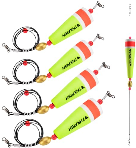 THKFISH Posen Angeln Schwimmer Angelposen Set Stahlvorfach Hecht Forelle Pose Gewichteter Knallender Schwimmer 4 Stück 40g-GELB-MIT DRAHT