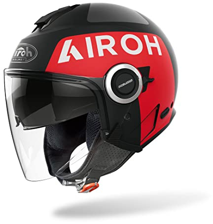 Airoh Helios Up Jet hjälm (Black Matt/Red,XS (53/54))