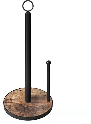 OROPY Porta Rotolo da Cucina con Base in Legno Pesante, Porta Scottex da Tavolo Stile Fattoria (Marrone-Facile da strappare)