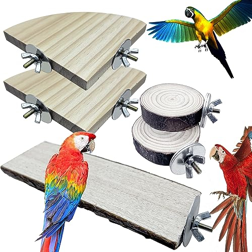 Allazone Naturholz Sitzstangen für Vögel - 5 Stück, für Papageien und andere Vögel, Natürlicher Sitzstangen