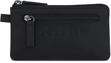 bugatti Luca Schlüsseletui aus Leder mit 2 Schlüsselringen – Schlüsselmäppchen in edler Geschenkbox - Schwarz