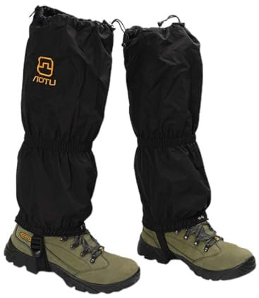 JTKREW 1 Paar Gamaschen Wasserdicht,Schutz Vor Schnee/Regen/Insekten,Outdoor Oxford Beingamaschen mit Reißverschluss,für Outdoor Wandern,Skifahren,Klettern (Schwarz)