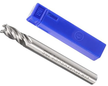 CoCud 4-Flute Spiral End Mill Bits, 5.5mm Diameter 13mm Length, High Speed Steel Straight Milling Cutter with Storage Case- (Applications: for Plywood Hardwood Plastic),