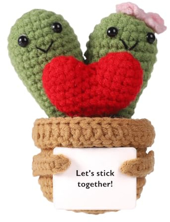 Cactus Positivo All'Uncinetto, 10cm Carino Piante Lavorate a Maglia Bambola di Cactus Giocattoli Positivi con Carta di Supporto Decorazioni per Festa di Compleanno Regali di Carnevale Messicano