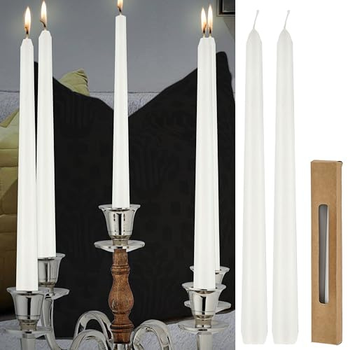 Stavljus, set om 2, vitt | 2 x 25 cm paraffin | vaxljus, äkta vax, dekorativt ljus, ljus, glänsande spetsljus (1 x 2 stavljus vit)