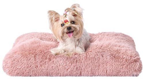 EHEYCIGA Panier Chien Petite Taille, Coussin Chiens Anti Stress Lavable et Antidérapant, Moelleux Lit pour Chien Peluche, Rose, 60x45cm